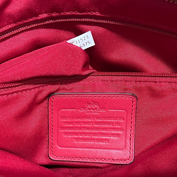 Coach Signature Canvas Tote Bag - Red and Brown - Picture 11 of 12